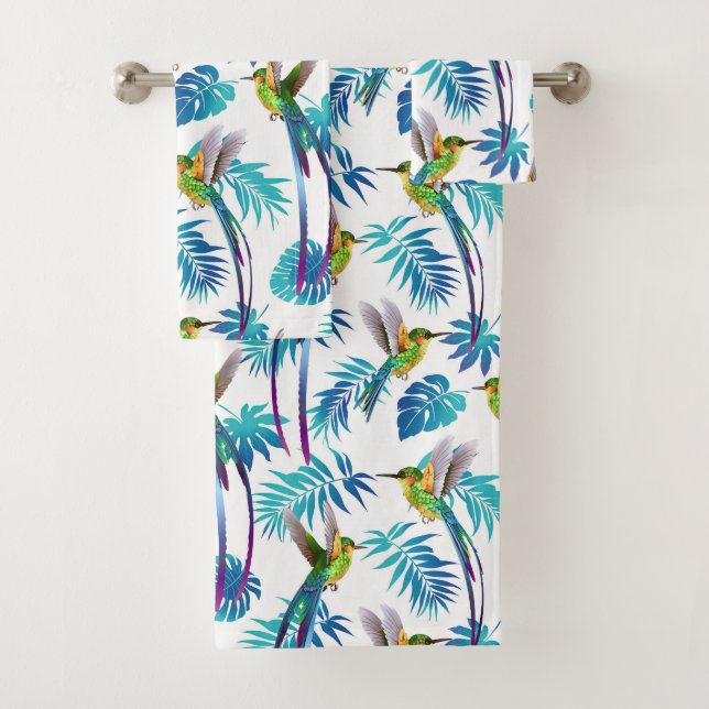 Conjunto De Toalhas Beija-flores Verdes Tropicais (Insitu)
