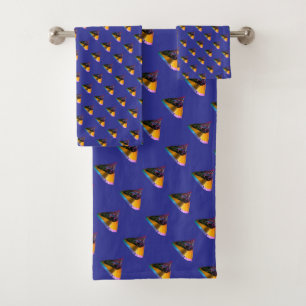 Conjunto De Toalhas Beijos de Cachorro Azul Azul Profundo
