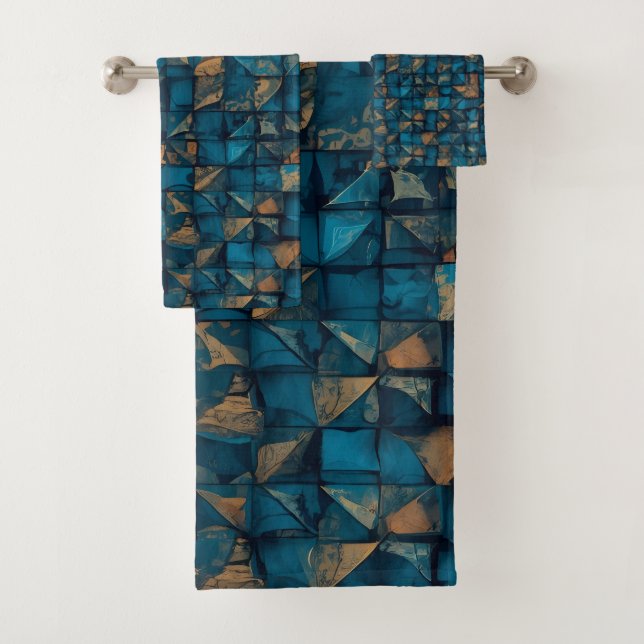 Conjunto De Toalhas Bela Aparência de Patchwork em Teal Escuro (Insitu)