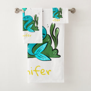 Conjunto De Toalhas Bela caricatura Sereia Kid