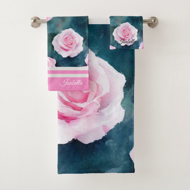 Conjunto De Toalhas Bela Coleção de Rosas Rosa-Rosa-d-Água da Tendênci (Insitu)