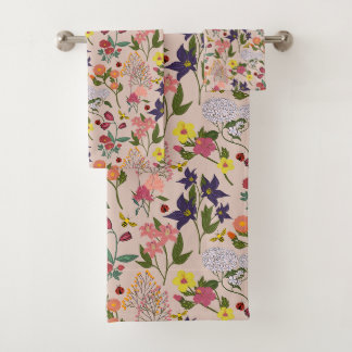 Conjunto De Toalhas Bela, Colorida Flor Selvagem, Abelha, Senhora