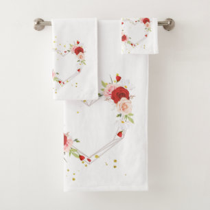 Conjunto De Toalhas bela coroa floral com banho cor de água rosa
