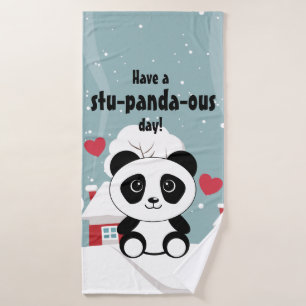 Conjunto De Toalhas Bela Panda De Bebê Em Cinza De Inverno