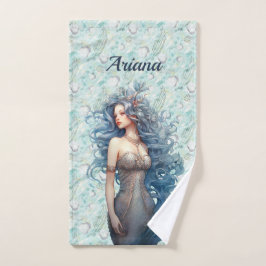 Conjunto De Toalhas Bela Sereia de Cabelos Azuis 