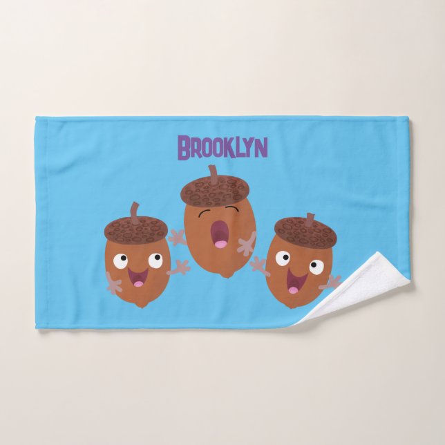 Conjunto De Toalhas Belas bolotas felizes cantando cartoon para crianç (Toalha de mão)