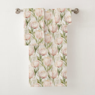 Conjunto De Toalhas Belas Flores de Tulipa Cor-de-Rosa