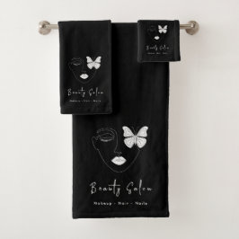 Conjunto De Toalhas Beleza profissional minimalista Salão preto