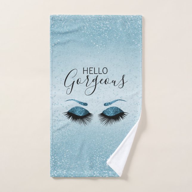 Conjunto De Toalhas Belo Eyelash Blue Glitter (Toalha de mão)