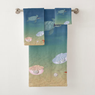 Conjunto De Toalhas Belo Nascer do Sol no Oceano, Tartarugas Marinhas