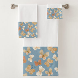 Conjunto De Toalhas Belo padrão de borboleta azul