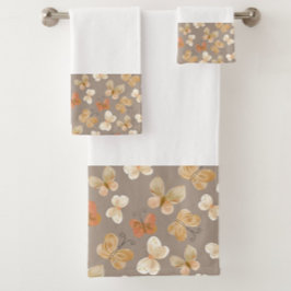 Conjunto De Toalhas Belo padrão de borboleta Taupe