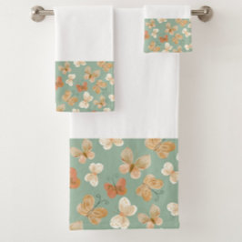 Conjunto De Toalhas Belo padrão de borboleta verde