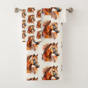 Conjunto De Toalhas Belo Padrão de Retrato de Cavalo de Sorrel