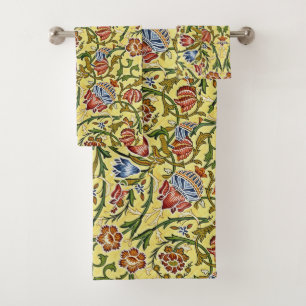 Conjunto De Toalhas Belo Padrão Floral Flores Azul Amarelo Vermelho