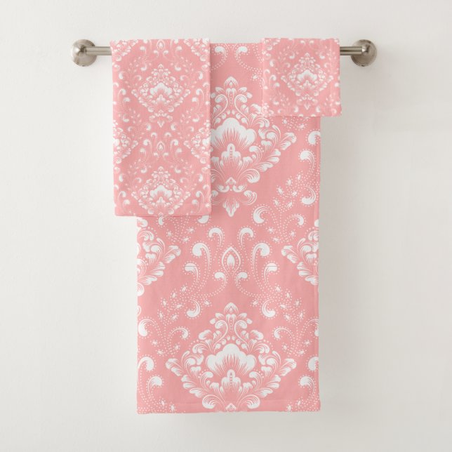 Conjunto De Toalhas Belo padrão floral rosa e branco (Insitu)