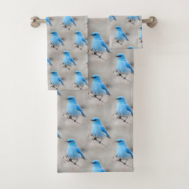 Conjunto De Toalhas Belo pássaro-azul-da-montanha na transia