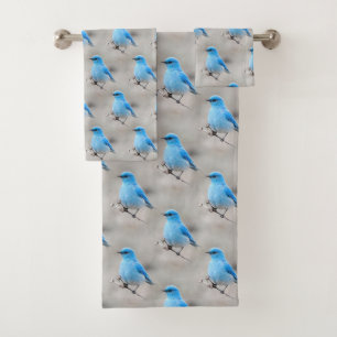 Conjunto De Toalhas Belo pássaro-azul-da-montanha na transia