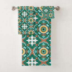 Conjunto De Toalhas 💚 💛 Belos azulejos marroquinos