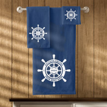 Bem-vindo a Bordo Nome de Barco Azul Marinho Perso