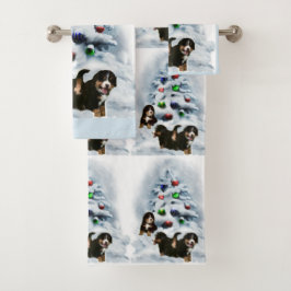Conjunto De Toalhas Bernese Mountain Dog Natal