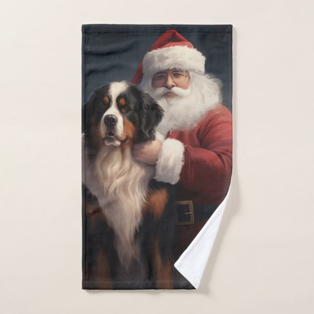 Conjunto De Toalhas Bernese Mountain Dog Papai Noel Natal Festivo (Toalha de mão)