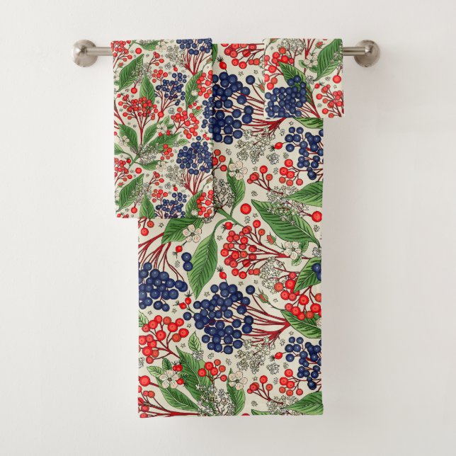 Conjunto De Toalhas Berries Vermelho e Azul Japonês (Insitu)