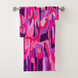 Conjunto De Toalhas Berry Patch: Abstrato vermelho e rosa