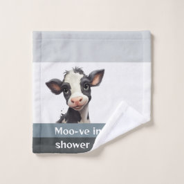 Conjunto De Toalhas Bezerros Moo-vem para o groove do chuveiro