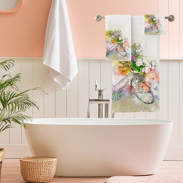 Conjunto De Toalhas Bicicletas e flores (Criador carregado)