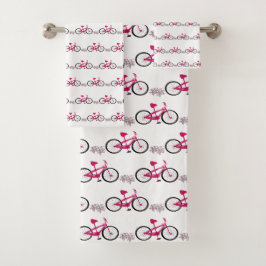 Conjunto De Toalhas Bicicletas Rosa Pedale para uma Cura