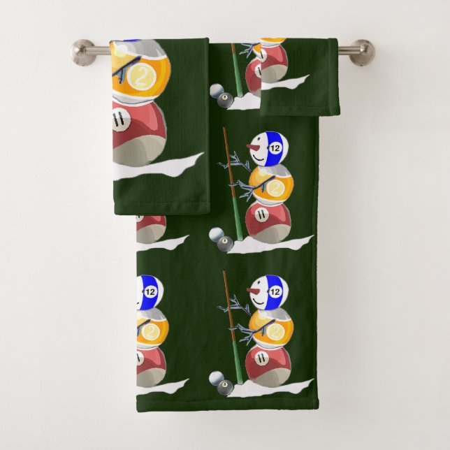 Conjunto De Toalhas Billiard Ball Snowman Natal (Insitu)