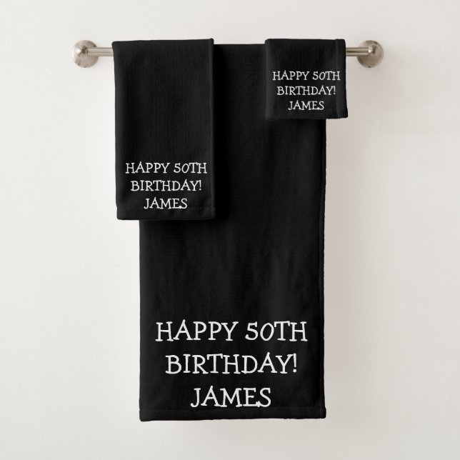 Conjunto De Toalhas Birthday Golfer Engraçado 50º Pai Negro (Insitu)