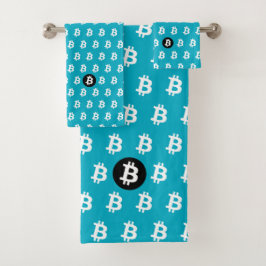 Conjunto De Toalhas Bitcoin Azul