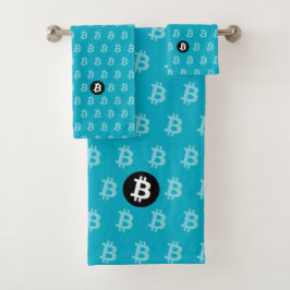 Conjunto De Toalhas Bitcoin Azul (Estilo 2)