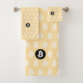 Conjunto De Toalhas Bitcoin Bege