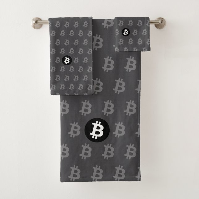Conjunto De Toalhas Bitcoin Cinza (Insitu)