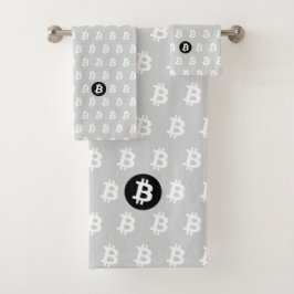 Conjunto De Toalhas Bitcoin Cinza Claro