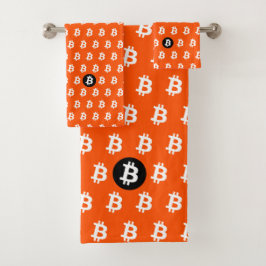 Conjunto De Toalhas Bitcoin Laranja Brilhante
