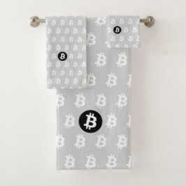 Conjunto De Toalhas Bitcoin Light Grey