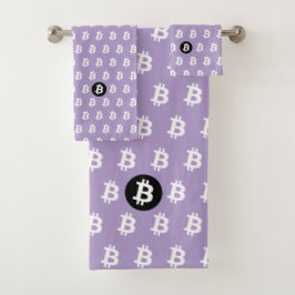Conjunto De Toalhas Bitcoin Light Purple