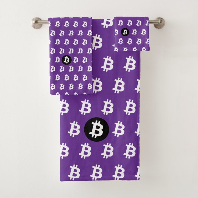 Conjunto De Toalhas Bitcoin Purple (Insitu)