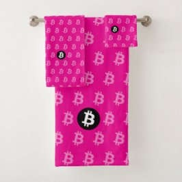 Conjunto De Toalhas Bitcoin Rosa Quente (Estilo 2)