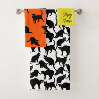 Conjunto De Toalhas Black Cats on White