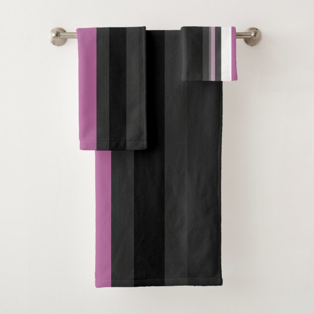 Conjunto De Toalhas Black, Cinza e White Stripes (Insitu)