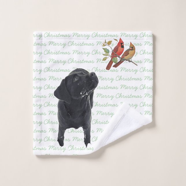 Conjunto De Toalhas Black Labrador Feliz Natal Cardinhos Cachorro Boni (Pano de lavar)