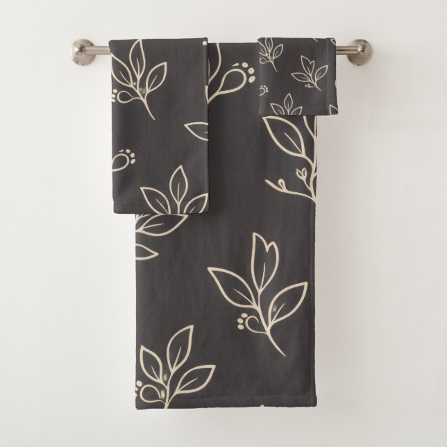 Conjunto de Toalhas Black Leaf | Decoração Moderna (Insitu)