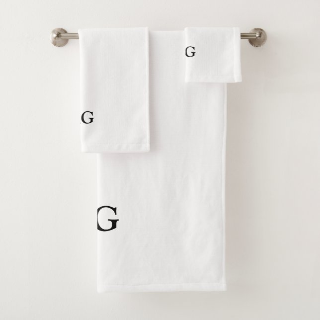 Conjunto De Toalhas Black Letter Monogrammed Initial Towel Set (Insitu)