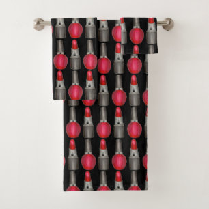 Conjunto De Toalhas Black Red Fashionista Lipstick Nail Makeup Polonês