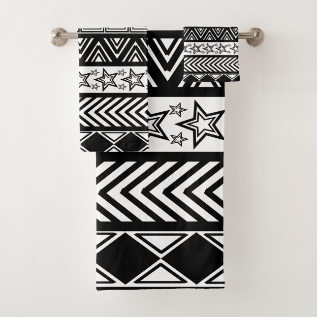 Conjunto De Toalhas Black Tribal Design (Insitu)